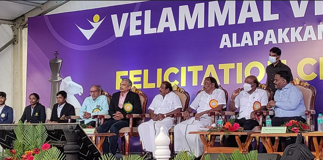Velammal honours their students with a cash award of Rs.30 lakhs for successful Chess Olympiad