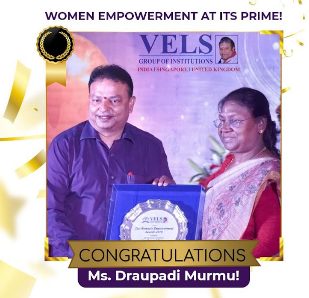 Women’s Empowerment Award in 2018 on behalf of Vels University